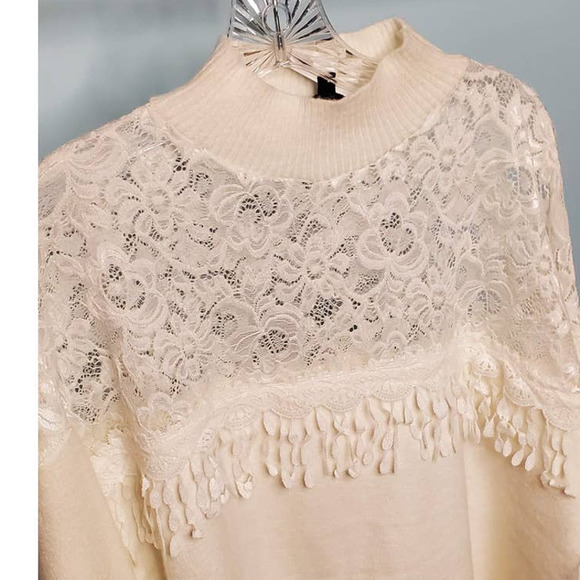 NWT! Racheal Super Soft Let It Snow Chic Lace-Detail Cream Sweater Plus Size 3XL - Picture 3 of 9